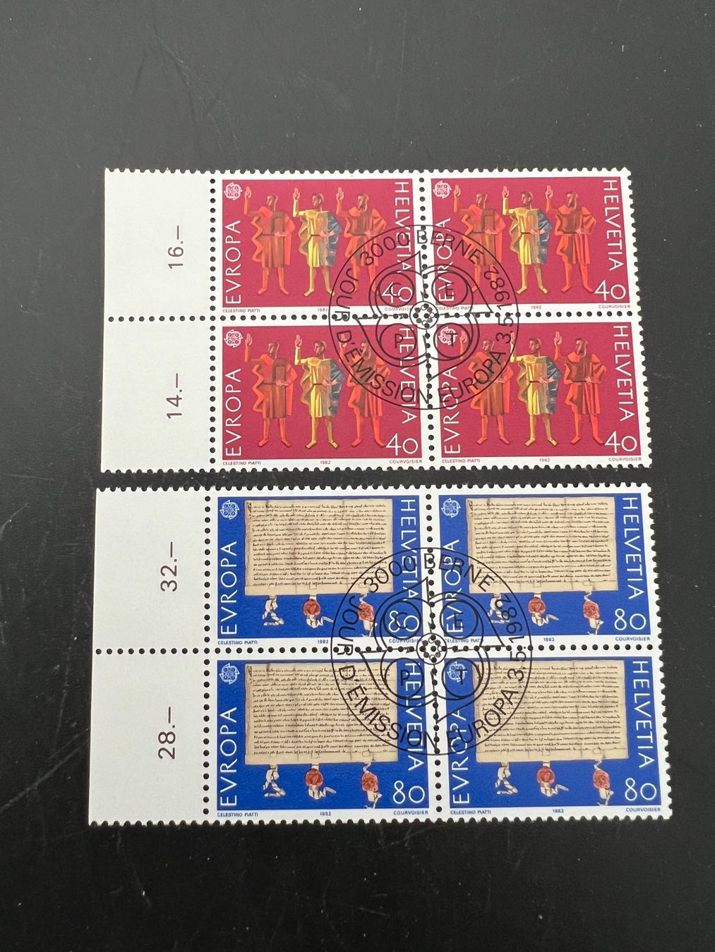 Tutti i francobolli: 1982  Erstag gest.Viererblock mit Tab  (K67) – Usato da Hinwil venduto da Sidi4