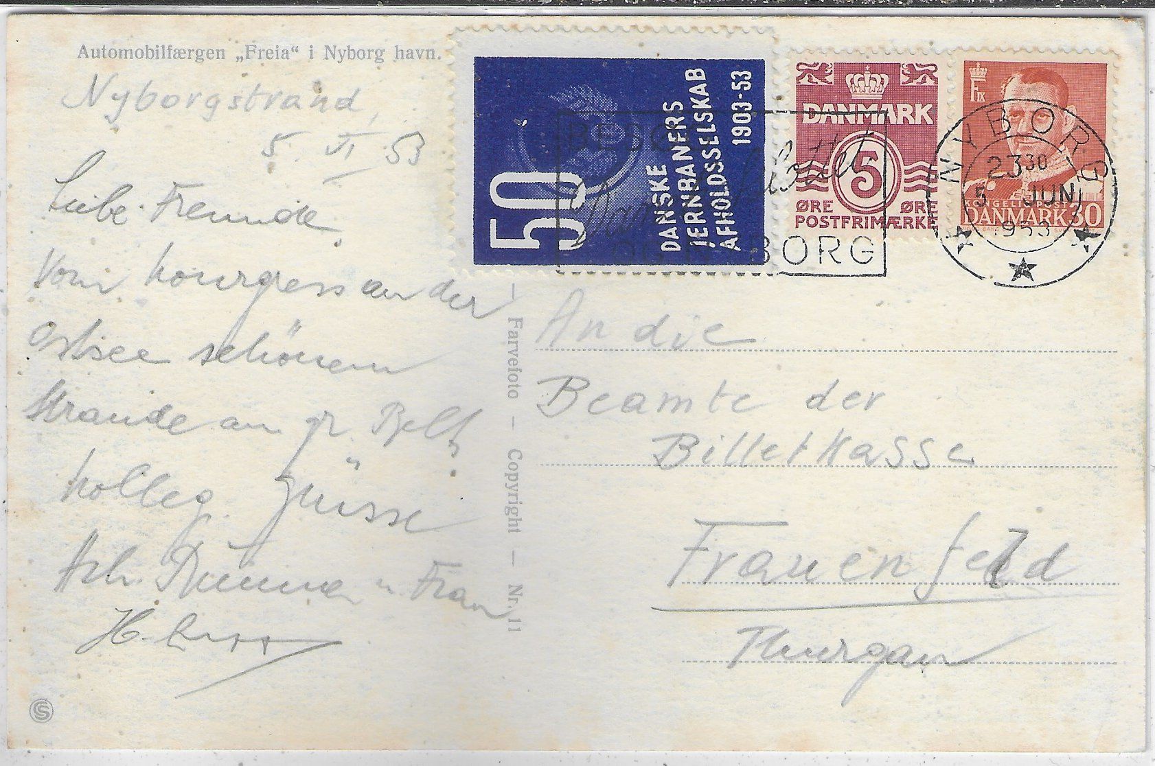 Cartoline postali: Dänemark - Autofähre "Freia" mit Vignette – Usato da Ettingen venduto da Kartenplanet 1