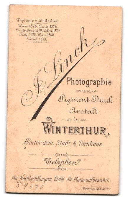 Fotografie & Manifesti: Fotografie J. Linck, Winterthur, Bürger – Usato da Berlin venduto da bartko-reher 1