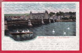 ZÜRICH, QUAIBRÜCKE UND HOTEL BELLEVUE, 19.4.1907