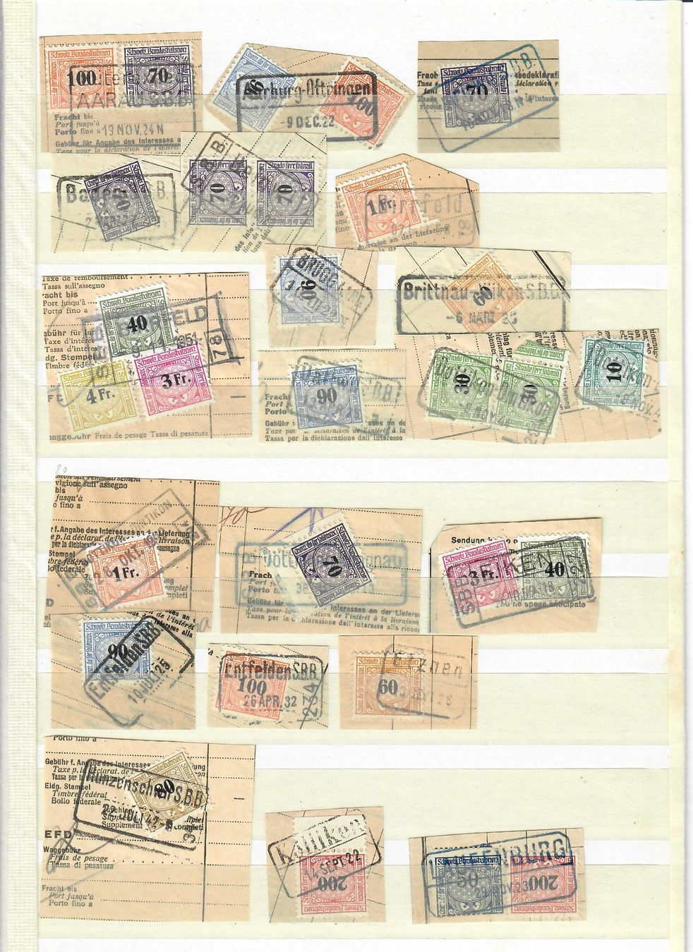 Tutti i francobolli: 1918: Eisenbahnmarken 42Stk. Brief abschnitte Vollstempel. – Nuovo (secondo la descrizione) da Endingen venduto da briefmarkenmeier57