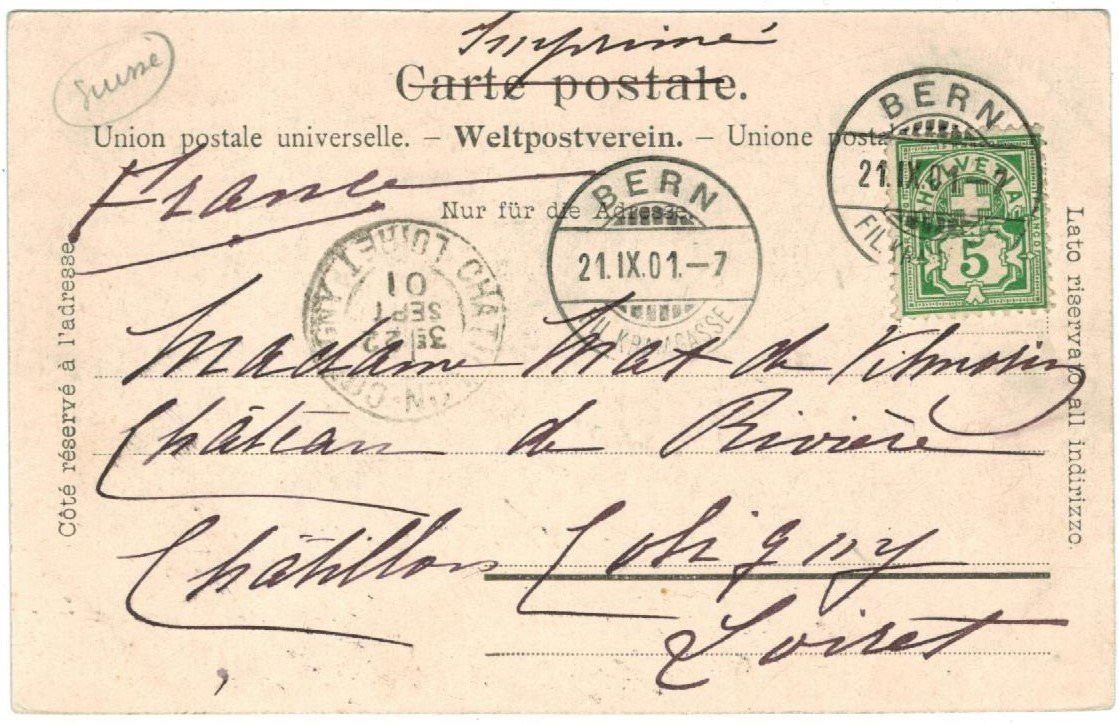 Cartoline postali: AK Fribourg 1901 – Usato da Zürich venduto da tol_b7c7 1