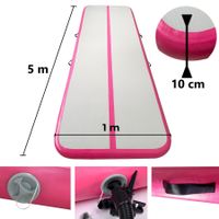 Tapis fitness gonflable 500x100x10 rose