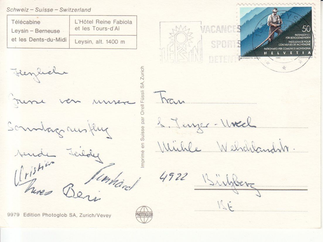 Cartoline postali: Leysin 1990 – Usato da Bürglen TG venduto da StampGraf 1