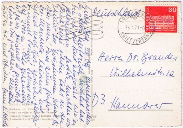 Cartoline postali: Bern - Rathaus mit Venner-Brunnen – Usato da Binningen venduto da Mountainrider 1