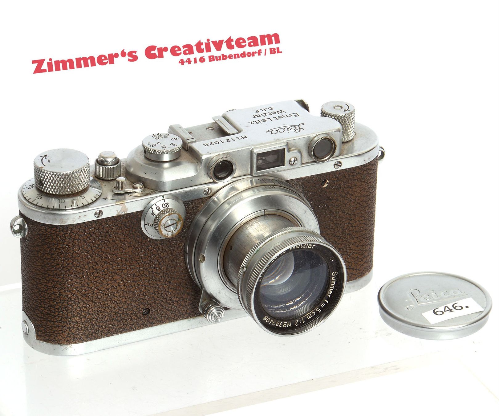 Leica Fotocamera: Leica Nr. 121028, Summar 5cm 2.0 + Deckel – Usato da Bubendorf venduto da zimmers_creativteam
