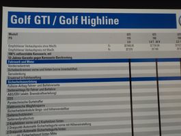 Prospekt Preisliste VW Volkswagen Golf GTI /Highline 2000