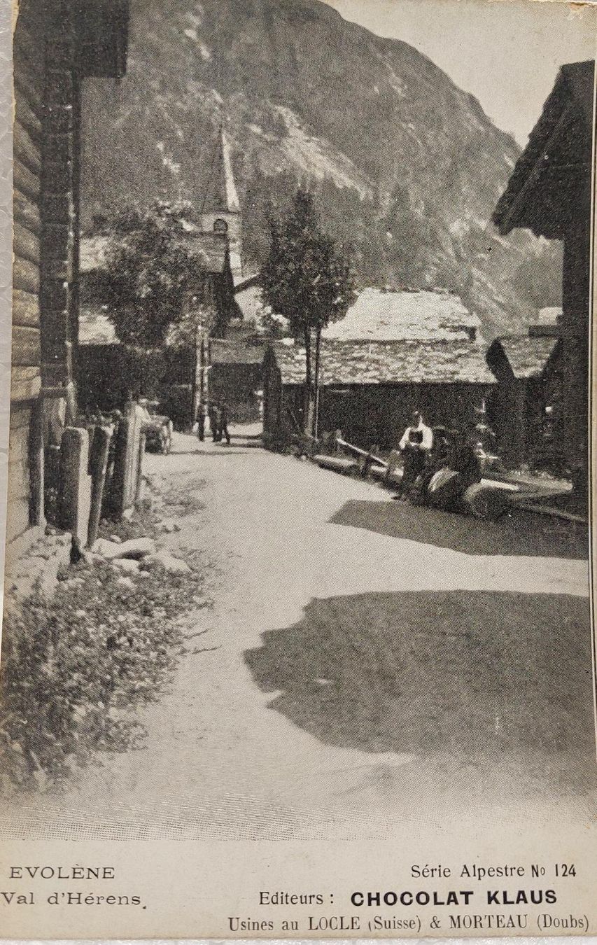 Cartoline postali: EVOLÈNE  -  Val  d'Hérens - Chocolat Klaus – Usato da Delémont venduto da Domdom1