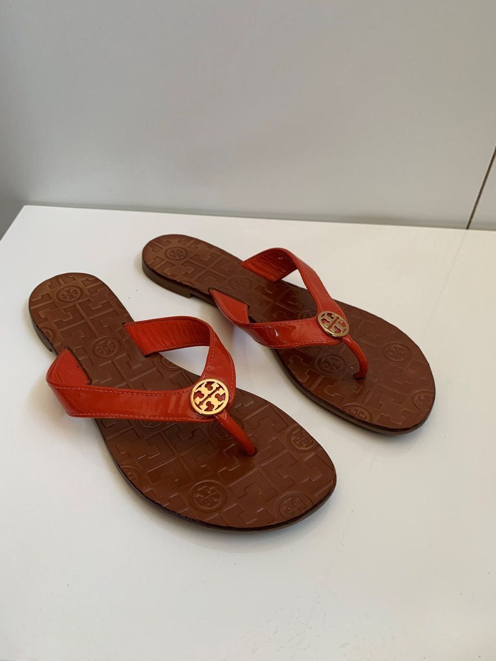 Tory Burch Damenschuhe: TORY BURCH: Orange Leder-Zehen-Sandale, 37 – Gebraucht aus Luzern von paulablue 2
