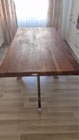 Massiver Holztisch mit Edelstahlgestell Top Zust