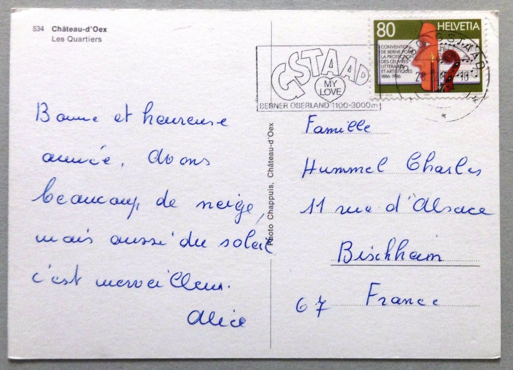 Cartes postales: Château d'Oex, Les Quartiers – D'occasion à Fétigny par Billy2miny 1
