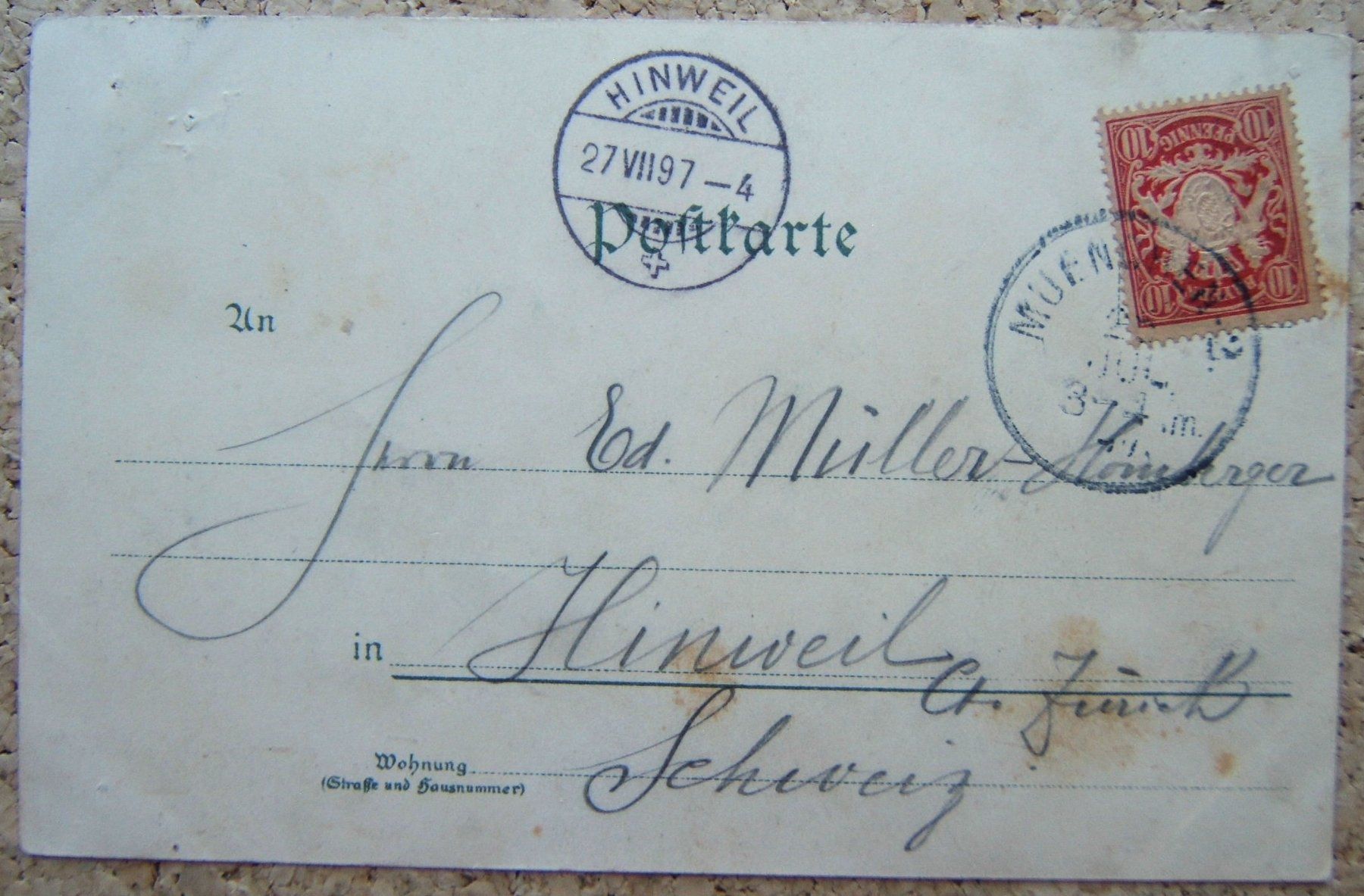 Cartoline postali: LITHO GRUSS AUS MÜNCHEN 1897 – Usato da Brunnen venduto da Nonne04 1