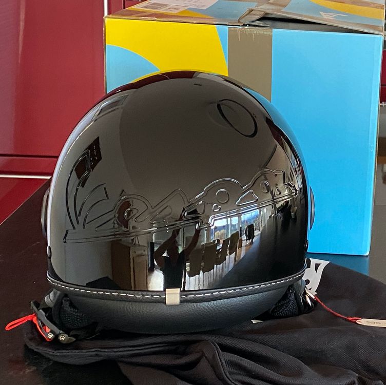 Vespa Helm JET VJ in Schwarz mit Leder, Grösse S Kaufen auf Ricardo