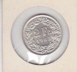 2 Franken Silber 1963, unzirkuliert.