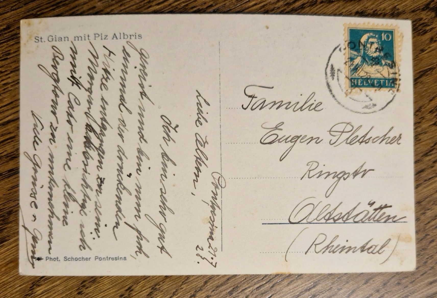 Cartoline postali: St. Gian mit Piz Albris 1928 – Usato da Ebikon venduto da Donar50 1