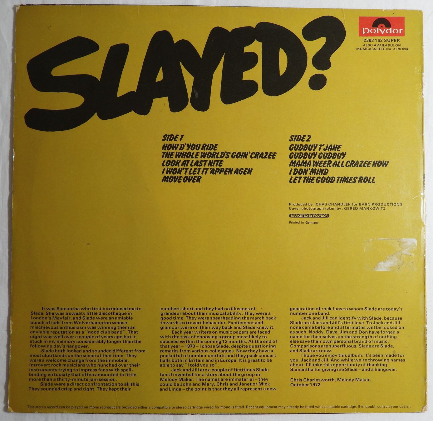 Schallplatten: Slade SLAYED? LP 1972 – Gebraucht aus Dübendorf von mar_85sd 1
