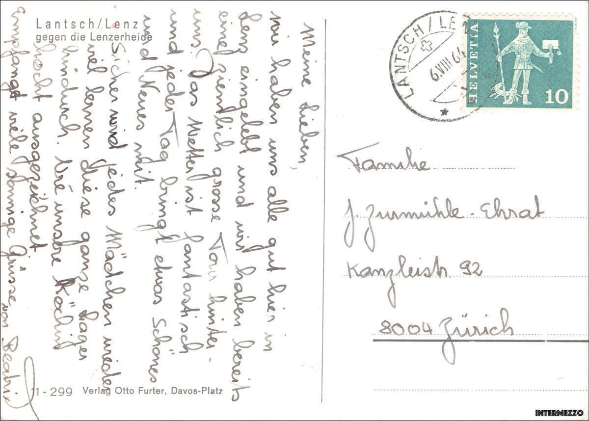 Cartoline postali: Lantsch GR // gegen die Lenzerheide 1964 – Usato da Basel venduto da intermezzo12 1