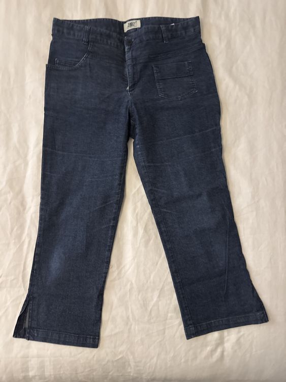 Calça Bermuda Pantacourt De Linho Jeans Cintura Alta Premium | Frete grátis