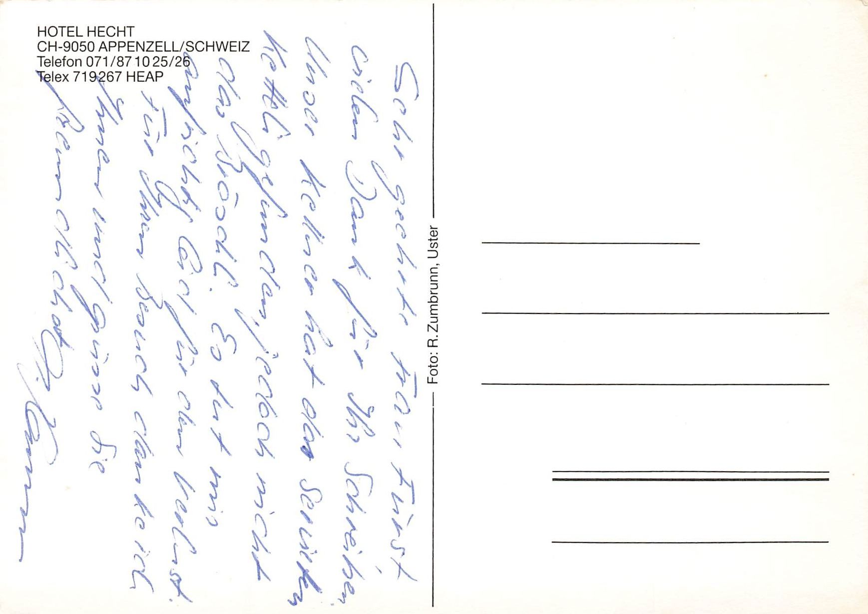 Cartes postales: Hotel Hecht Appenzell – D'occasion à Schwyz par Seffi56 1