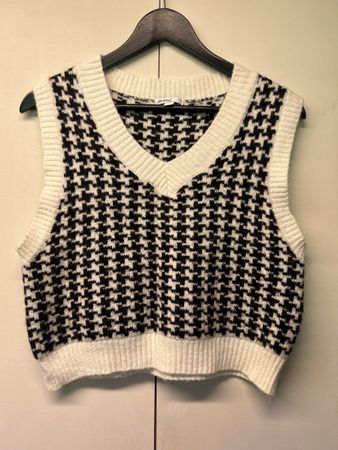 Subdued Pullover Weste Houndstooth Schwarz Weiss Grösse S