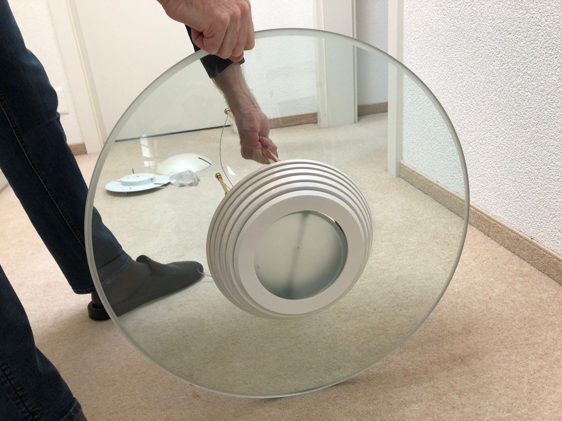 Lampadari & plafoniere: Schöne Deckenlampe aus Glas mit goldfarbenen Details – Usato da Affoltern am Albis venduto da mch_l8m6 5