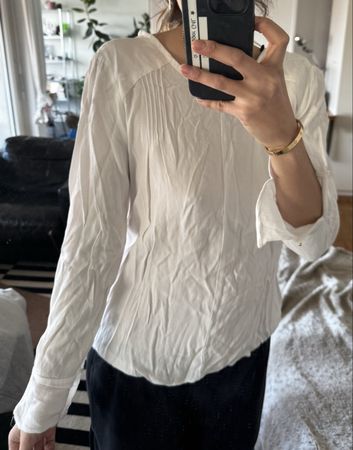 Zara Basic White Long Sleeve Blouse