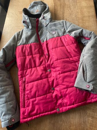 ALPRAUSCH Skijacke/WINTERJACKE GR.M grau meliert/pink