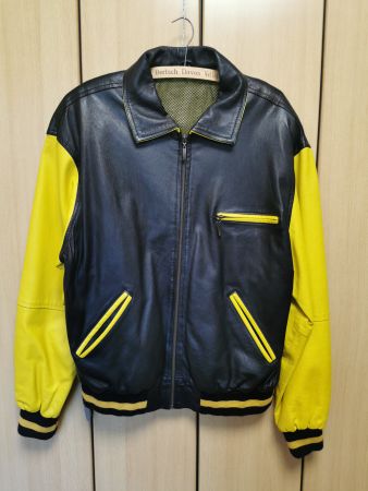 Schicke Lederjacke in Schwarz/Gelb, Gr. M – Top Zustand!