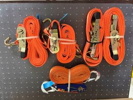 Zurrgurte orange mit Ratsche 5 Stk guter Zustand