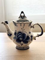 Vintage GZHEL Porzellan-Teekanne, handbemalt, USSR