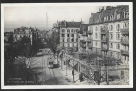 Lausanne Boulevard de Grancy mit Strassenbahn / Tram