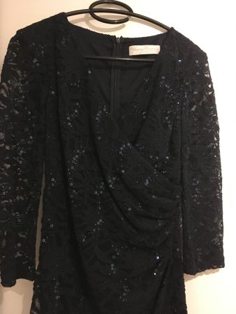 Cocktail-Kleid dunkelblau, Pailletten, Gr 36