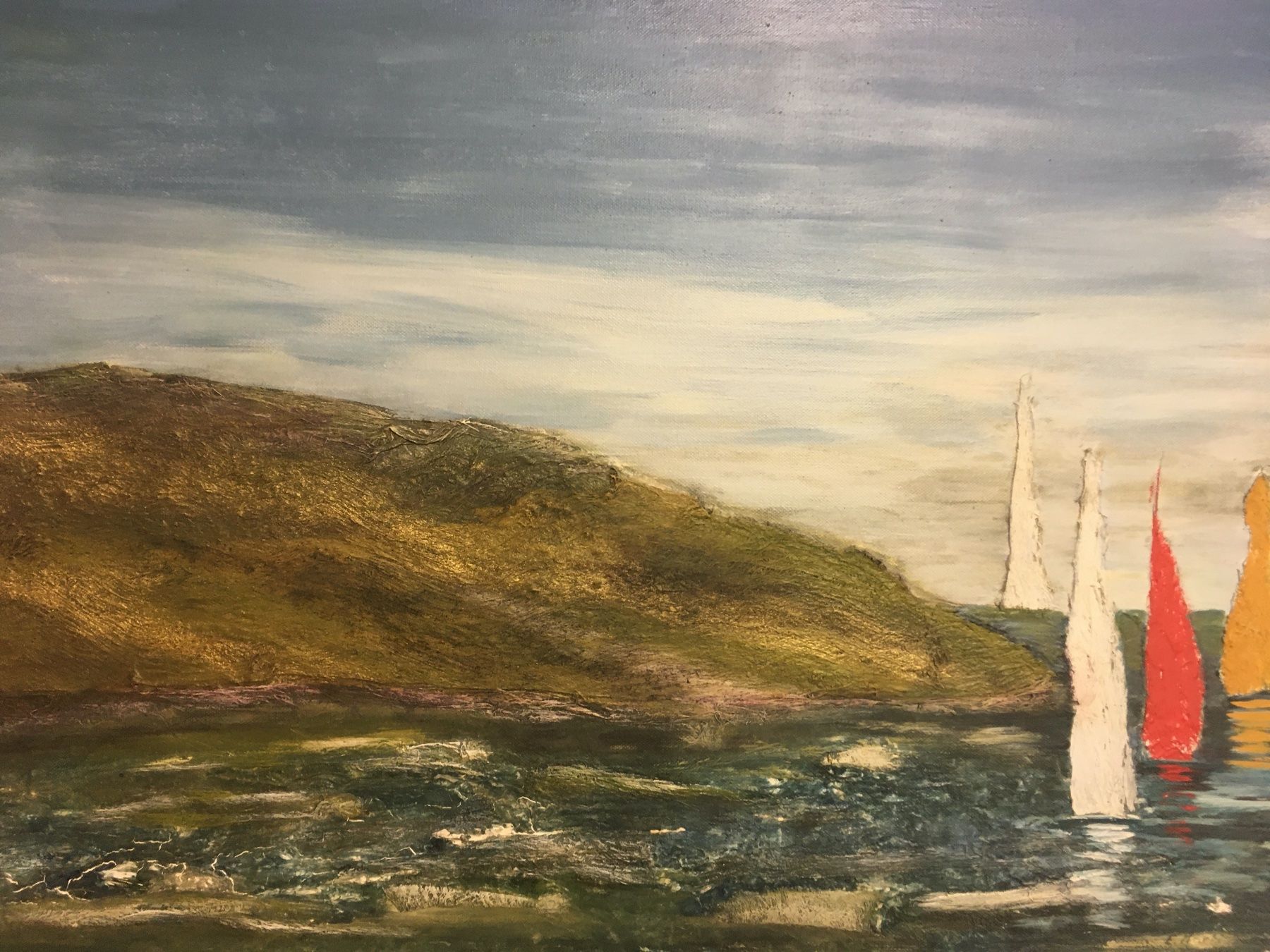 Dipinti: Boot, Meer,  Acryl Mischtechnik, Elisabeth Marti – Usato da Rheineck venduto da emma.gut 1
