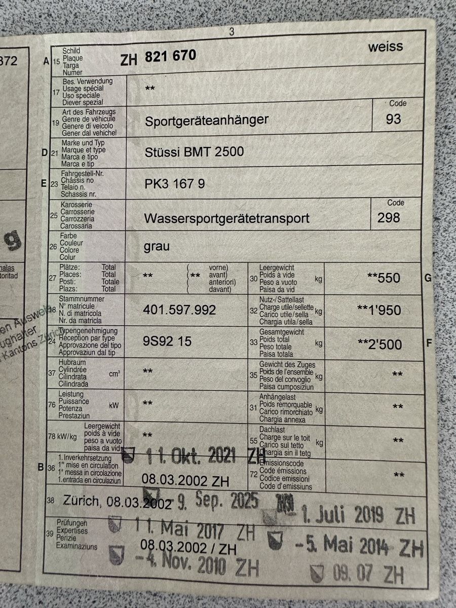 Stüssy Rimorchi: Stüssi Bootsanhänger 2500kg – Usato da Wettswil venduto da Pwettswil 2