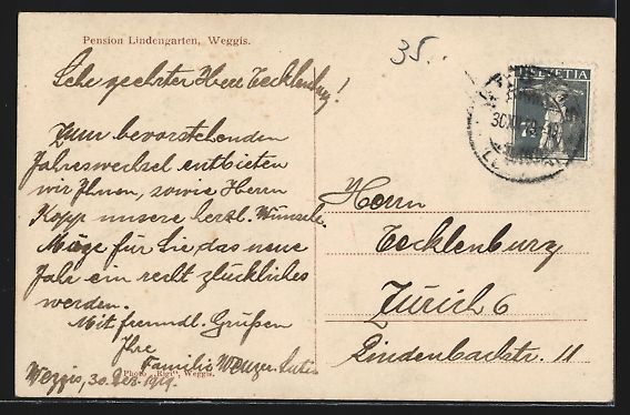Cartoline postali: Weggis, Pension Lindengarten mit Gemüse – Usato da Berlin venduto da bartko-reher 1