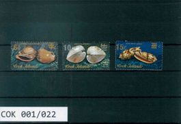 COOK INSELN 3 BRIEFMARKEN MUSCHELN