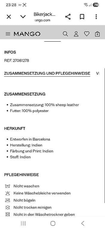 Mango Giacche: Bikerjacke aus Nappaleder – Nuovo (secondo la descrizione) da Uerkheim venduto da Pod23 3