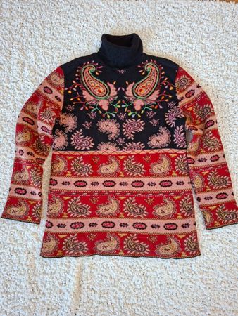 Kenzo Jungle pull col roulé laine taille S motif paisley