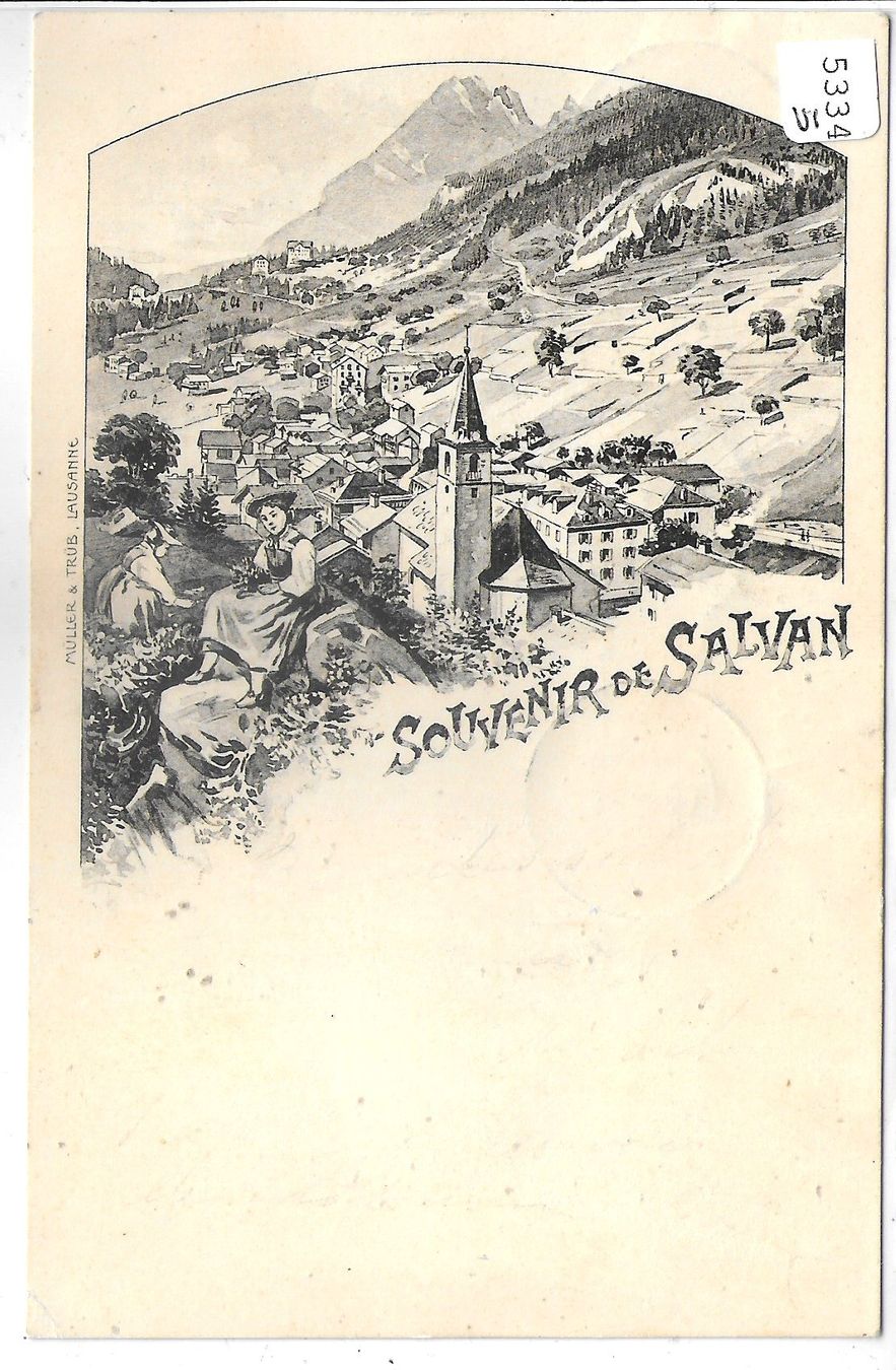 Cartoline postali: Souvenir de Salvan - Litho – Usato da Ettingen venduto da Kartenplanet
