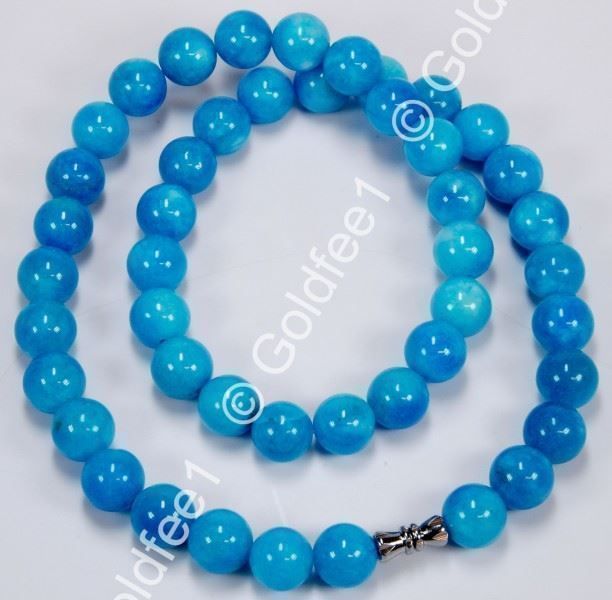 Catenine: Jade Kette Skyblue ca. 47cm – Nuovo e nell'imballaggio originale da Oberglatt ZH venduto da Goldfee1