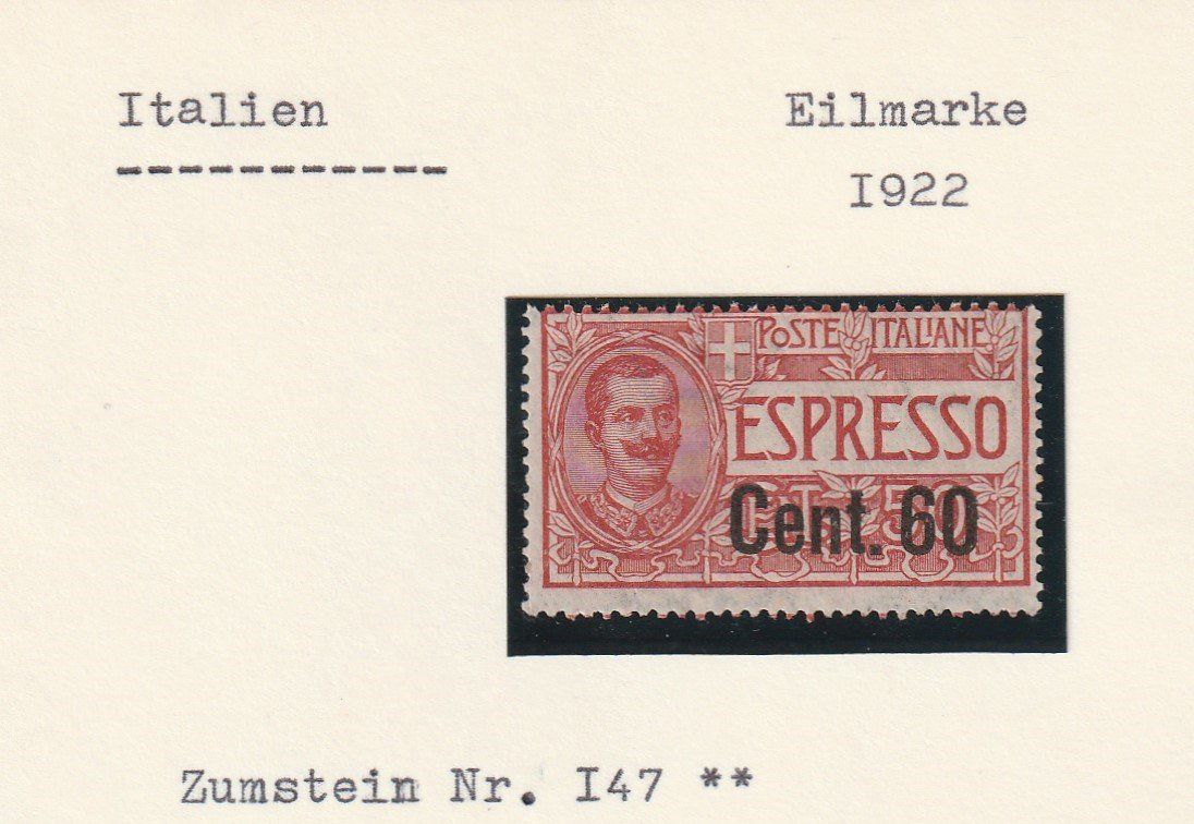 Alle Briefmarken: Italien- Eilmarke 1922 postfrisch ** – Gebraucht aus uttwil von Koehlerfred