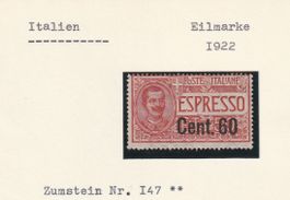 Italien- Eilmarke 1922 postfrisch **