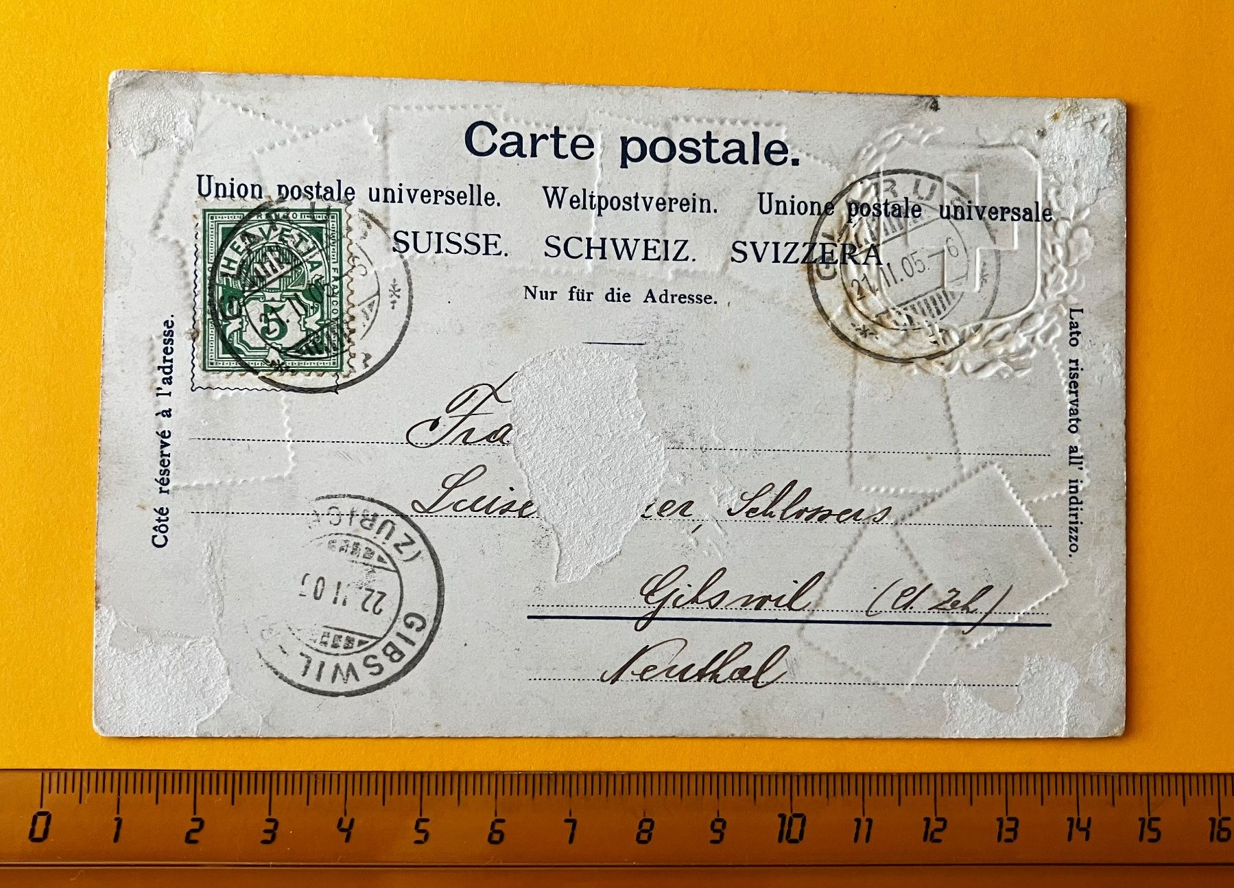 Cartoline postali: AK Glarus 1905 mit Briefmarken – Usato da Aarau venduto da luck123 1