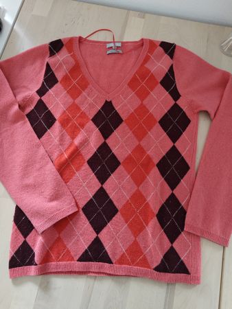 Maglione in cachemire/merino, fantasia rombi M