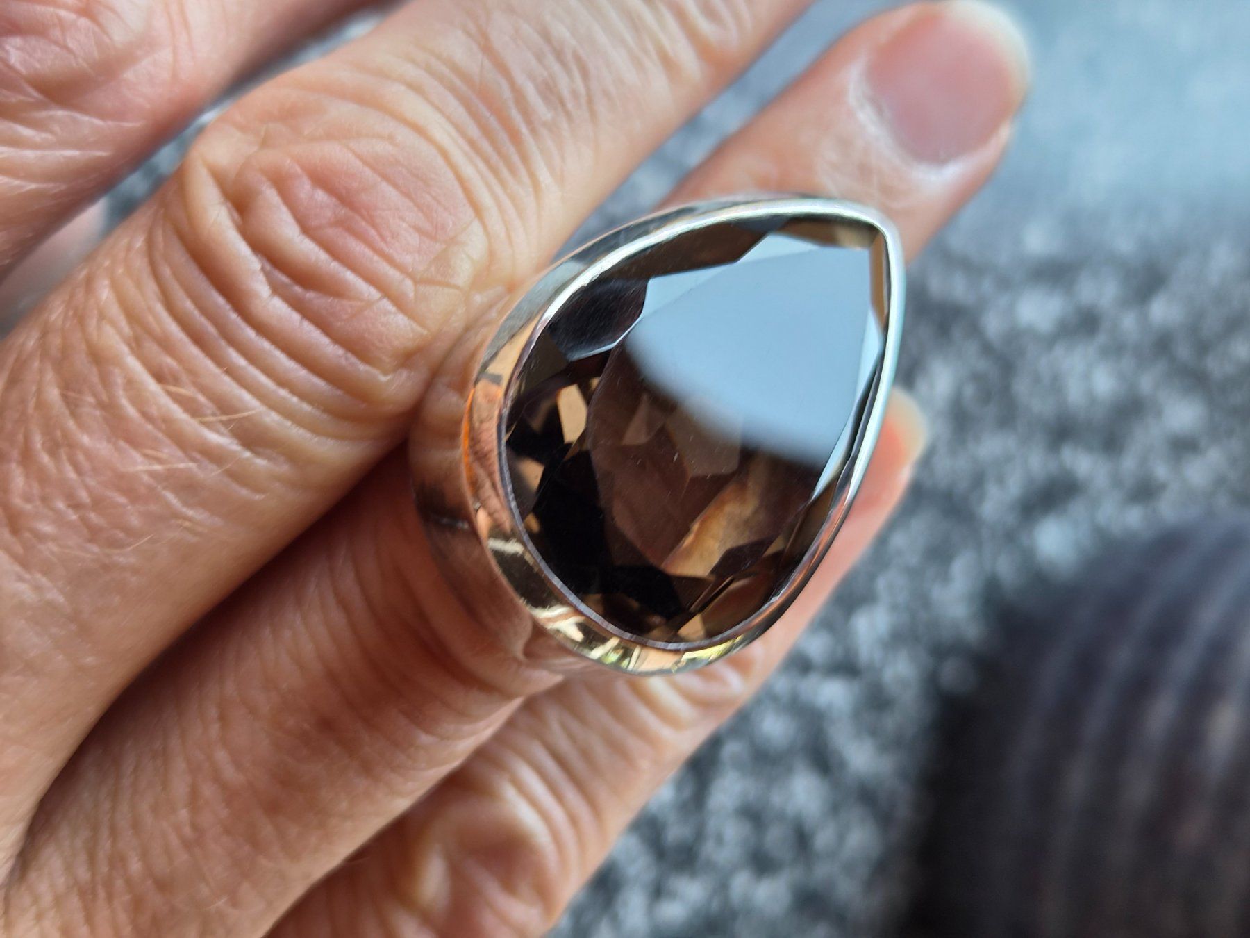 Anelli: Fingerring silber mit geschliffenem Rauchquarz – Usato da Gams venduto da kat_lg5l 4