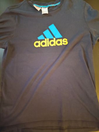 T-shirt Adidas logo bleu et jaune taille 15-16 ans