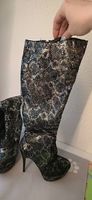 Neue High Heels Stiefel Schlangen Optik