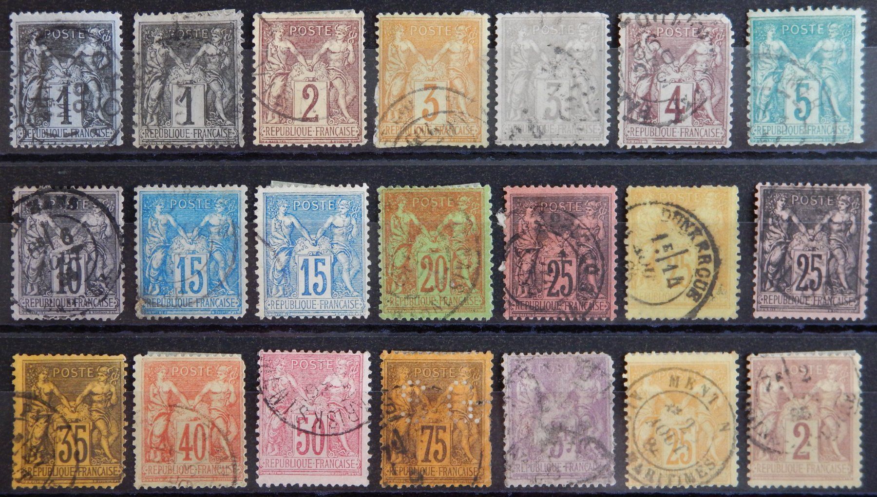Tutti i francobolli: Frankreich ex. Kat. 68-83 gest. 1877/92 – Usato da Zürich venduto da Muehlekauf