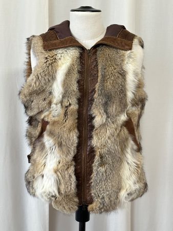 Weste, Gilet mit Kapuze, Fuchspelz, Echtfell