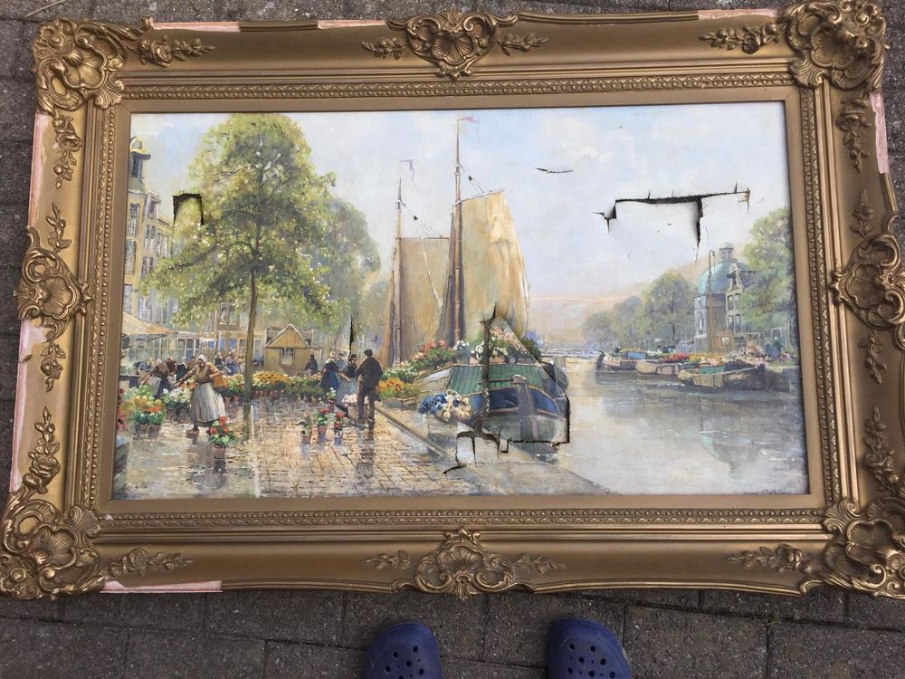 Gemälde Bild Hafen-Blumen-Markt Holland-491 2